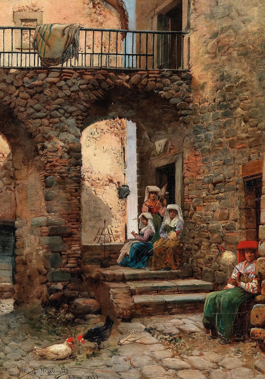 Scena di strada italiana con filatrici, 1889